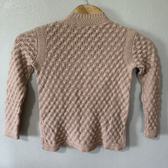 La Vie Rebecca Taylor Size Small Pink Mock Neck Open Knit Sweater Wool Blend - Picture 4 of 6